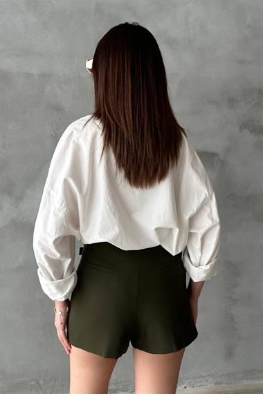 Toptan Haki Tokalı Şortlu Etek