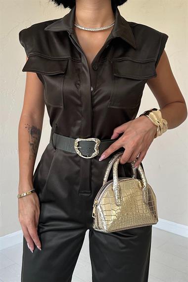 Toptan Haki Vatkalı Kemerli Tulum