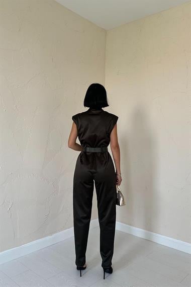 Toptan Haki Vatkalı Kemerli Tulum