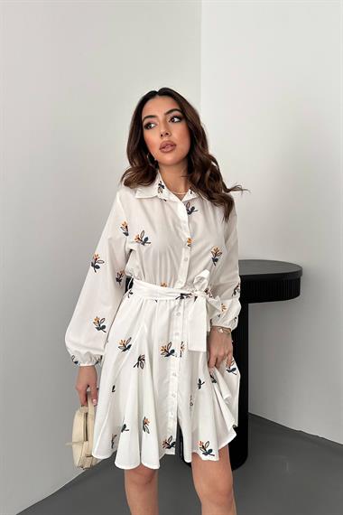 Toptan Hardal Brode Mendilli Elbise