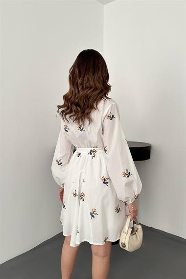 Toptan Hardal Brode Mendilli Elbise