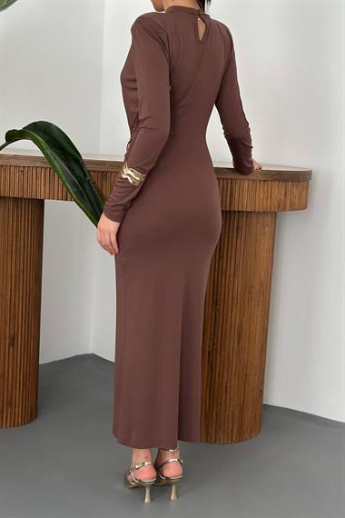 Wholesale Brown Dress with Buckle Waist