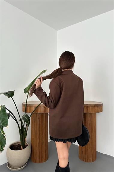 Wholesale Brown Blazer Suede Jacket