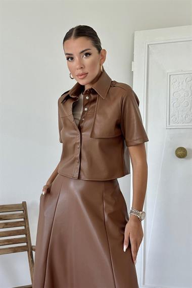 بدلة جلدية بنية بالجملة