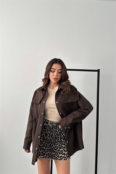 Toptan Kahverengi Gabardin Gömlek