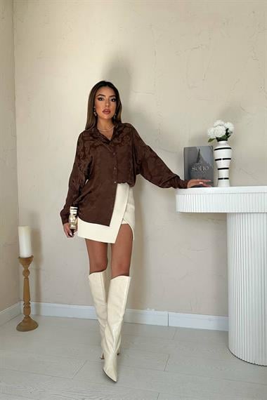 Toptan Kahverengi Jakarlı Gömlek