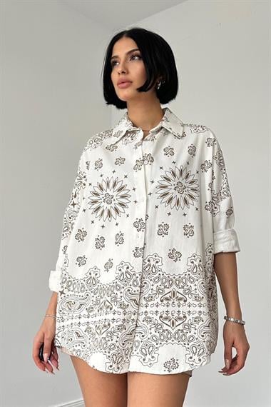 Wholesale Brown Classic Patterned Gabardine Shirt