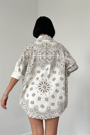 Wholesale Brown Classic Patterned Gabardine Shirt