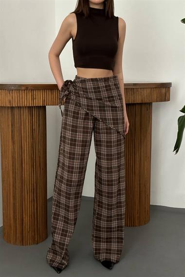 Wholesale Brown Side-Tie Belted Trousers