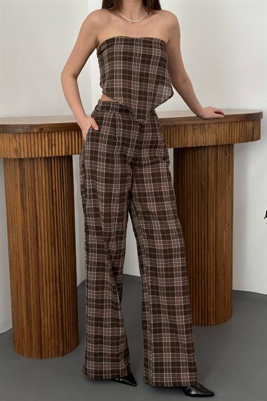 Wholesale Brown Side-Tie Belted Trousers