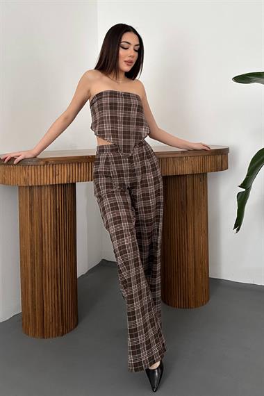Wholesale Brown Side-Tie Belted Trousers