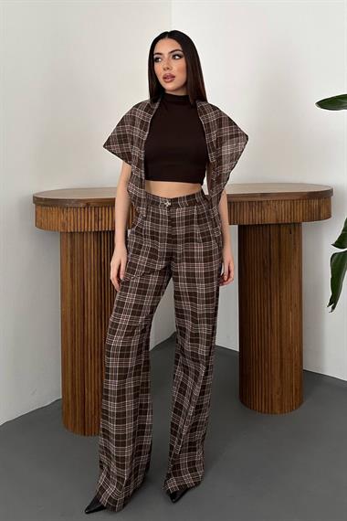Wholesale Brown Side-Tie Belted Trousers