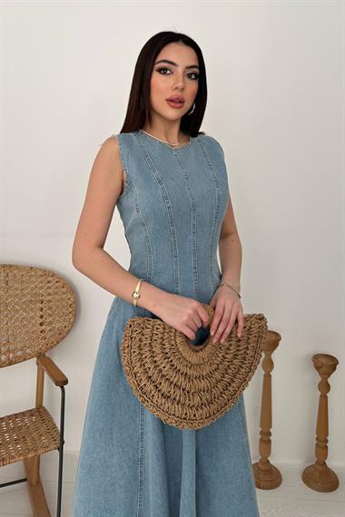 Toptan Kar Yıkama Kot Godeli Elbise