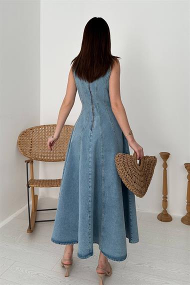 Toptan Kar Yıkama Kot Godeli Elbise