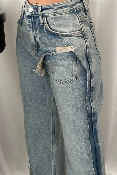 Toptan Kar Yıkama Yan Yırtmaçlı Jeans Pantolon