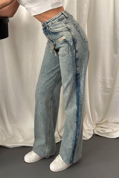 Toptan Kar Yıkama Yan Yırtmaçlı Jeans Pantolon