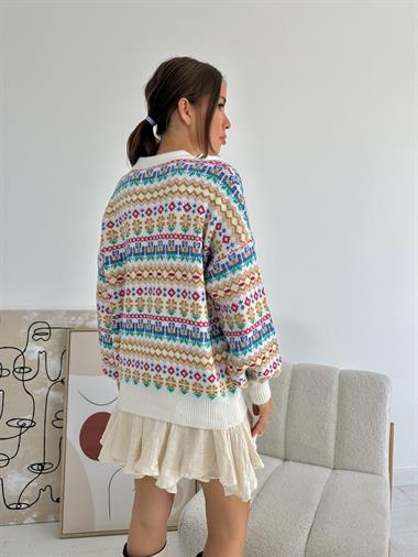 Toptan Kemik Desenli Triko Kazak