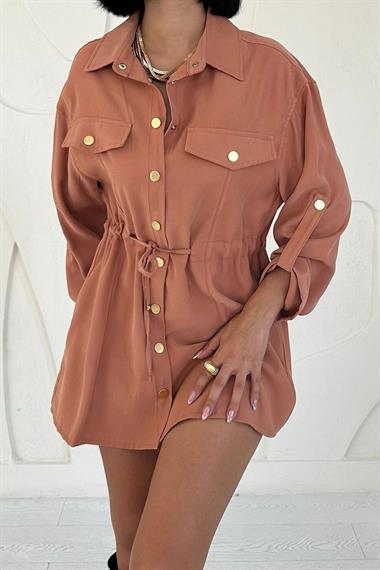 Toptan Kiremit Çıtçıtlı Tünelli Gömlek