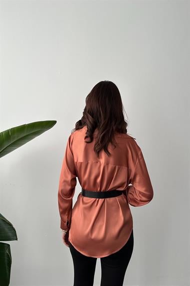 Toptan Kiremit Saten Gömlek