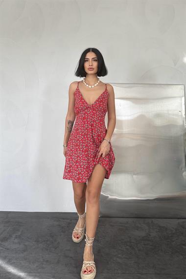 Toptan Kırmızı Askılı Elbise