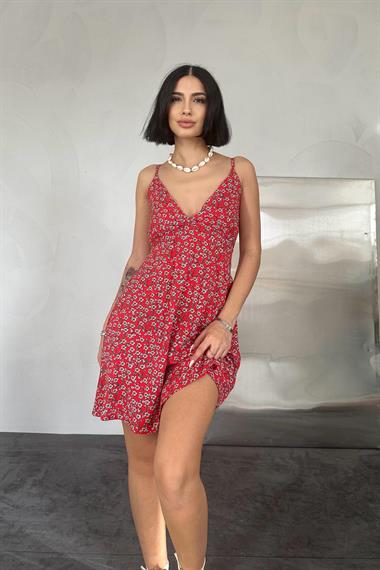 Toptan Kırmızı Askılı Elbise