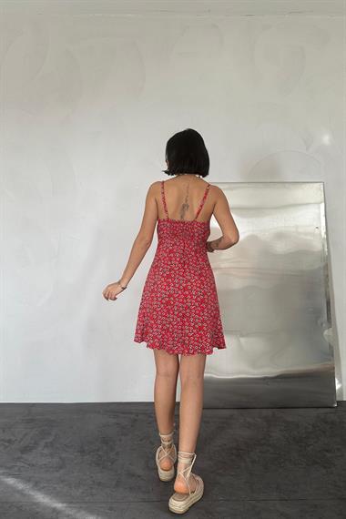 Toptan Kırmızı Askılı Elbise