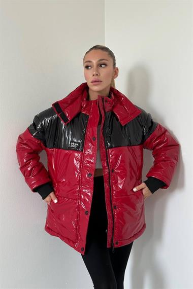 Toptan Kırmızı Parlak Şişme Mont