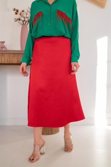 Toptan Kırmızı Saten Etek