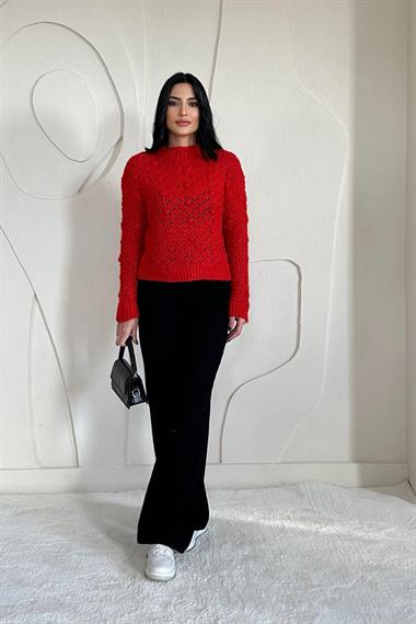 Toptan Kırmızı Triko Kazak