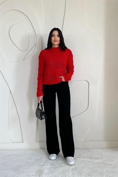 Toptan Kırmızı Triko Kazak