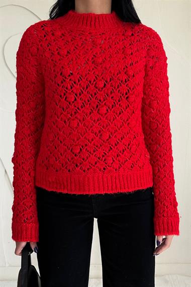 Toptan Kırmızı Triko Kazak