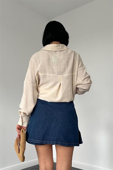 Wholesale Cream Stone Embroidered Shirt