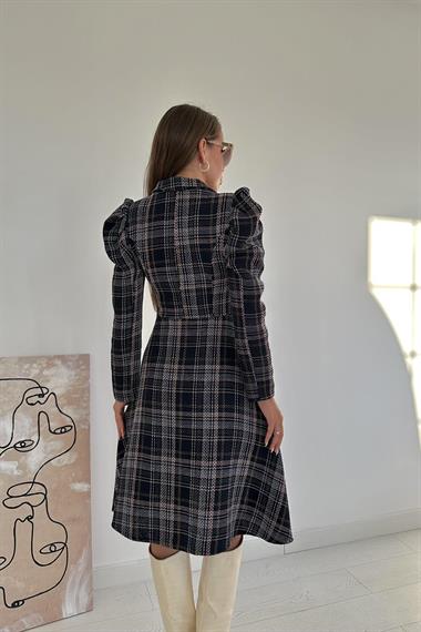 Toptan Lacivert Ceket Kol Elbise