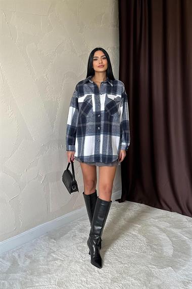 Wholesale Navy Blue Pocket Lumberjack Shirt