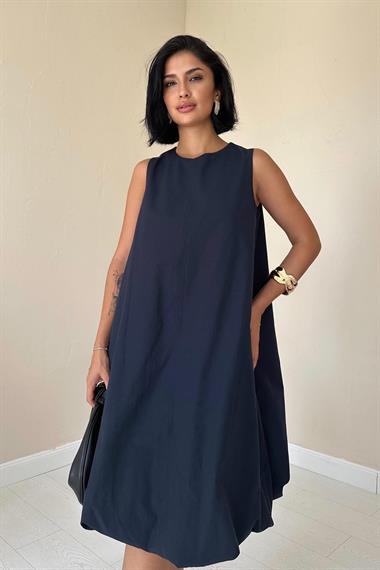 Toptan Lacivert Comfort Balon Elbise