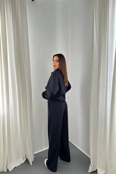 Toptan Lacivert Önü Fermuarlı Scuba Takım