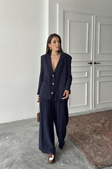 Toptan Lacivert Oversize Müslin Takım
