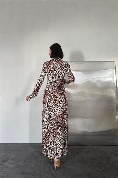 Toptan Leopar Desenli Elbise