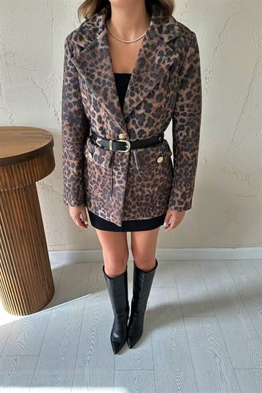 Toptan Leopar Gold Kemerli Leopar Ceket ..