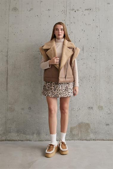 Toptan Leopar Leopar Desenli Etek