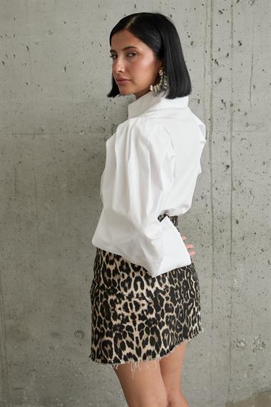 Toptan Leopar Leopar Desenli Kot Etek