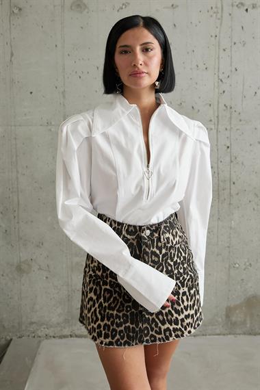 Toptan Leopar Leopar Desenli Kot Etek