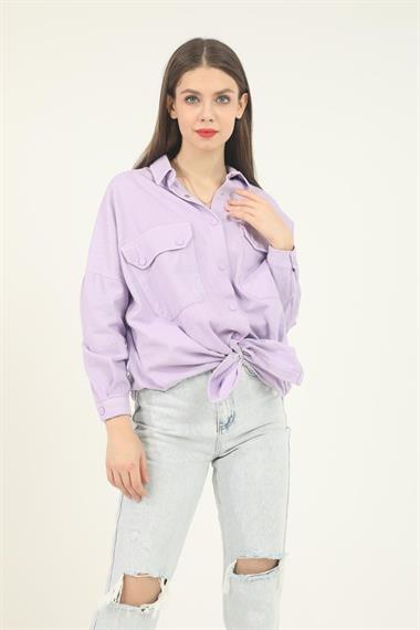 Toptan Lila Cepli Gömlek