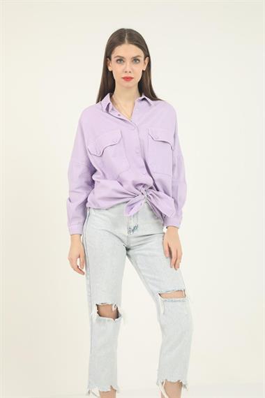 Toptan Lila Cepli Gömlek