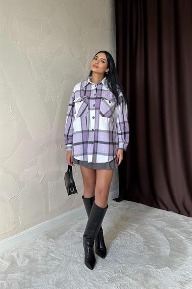 Wholesale Lilac Pocket Lumberjack Shirt