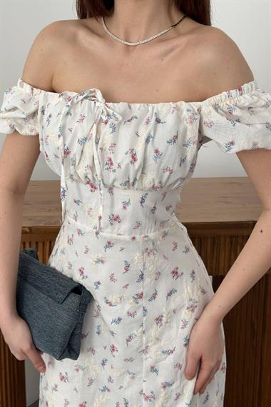 Toptan Lila Çiçekli Yazlık Elbise