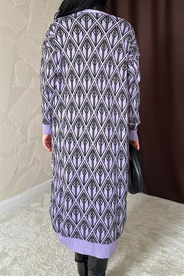 Toptan Lila Düğmeli Triko Hırka