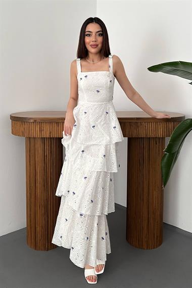 Toptan Lila Kat Kat Arkası Bağlamalı Elbise