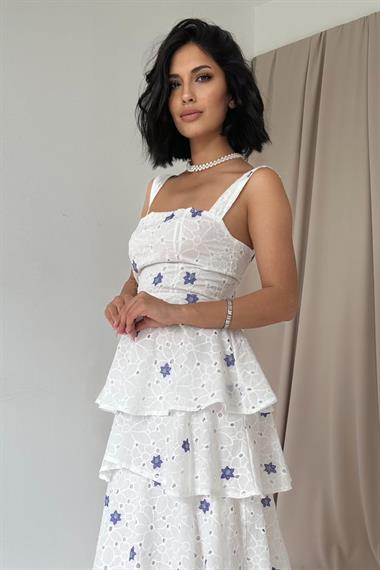 Toptan Lila Kat Kat Arkası Bağlamalı Elbise