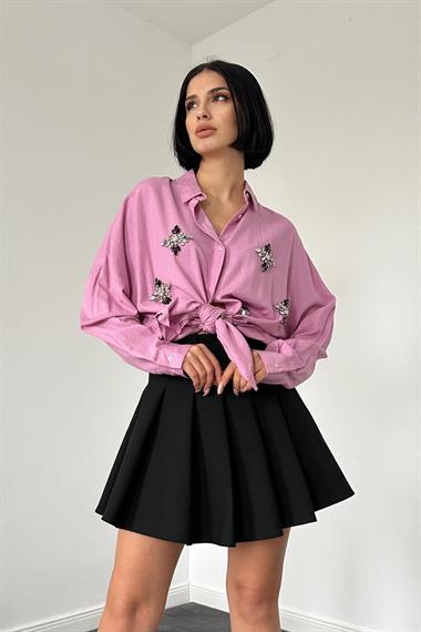 Wholesale Lilac Linen Stoned Shirt